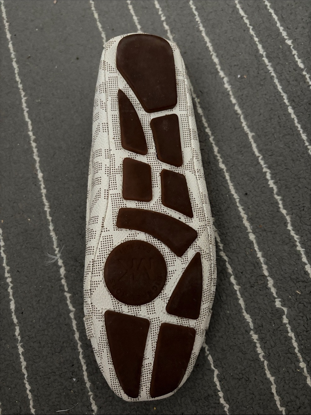 Michael Kors Cream Logo-Print Ballet Flats with Gold MK Medallion - Picture 2 of 2